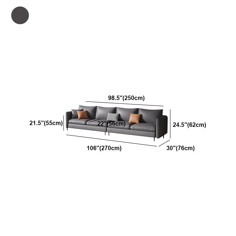 Grey Faux Leather Contemporary Square Arm Standard Sofa for Living Room, Apartment Clearhalo 'furn' 'furn_sofas' 'Furniture' 'furniture_sofas' 'Living Room Furniture' 'Sofa' 'sofas' 4982956
