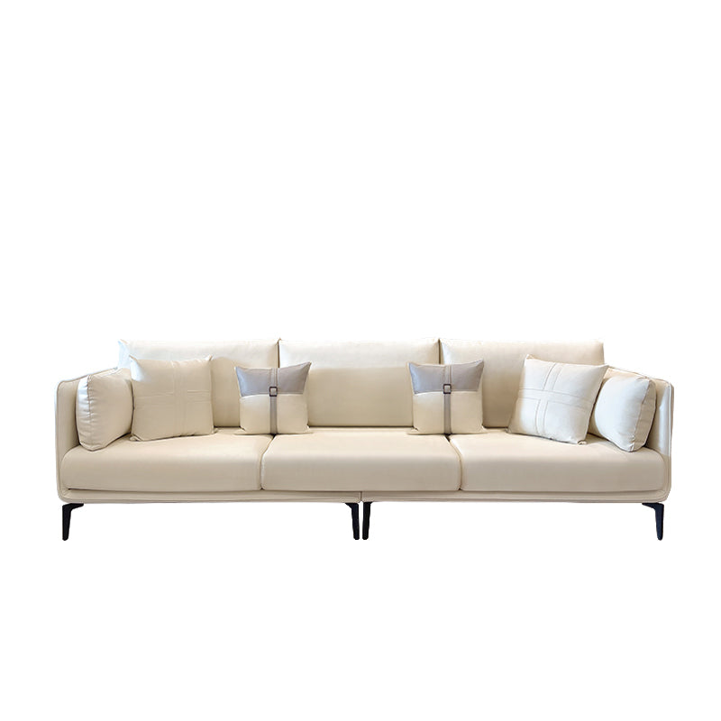 Urban Faux Leather Square Arm Sofa/Sectional for Apartment, Living Room 94.5"L x 35.5"W x 35.5"H Off-White Clearhalo 'furn' 'furn_sectionals' 'Furniture' 'furniture_sectionals' 'Living Room Furniture' 'Sectionals' 4982958