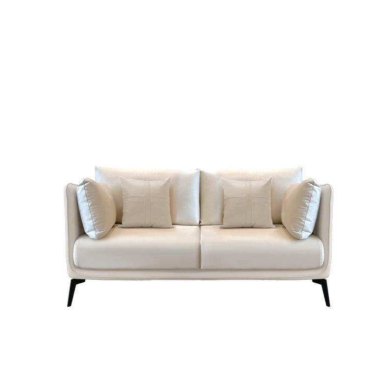 Urban Faux Leather Square Arm Sofa/Sectional for Apartment, Living Room 71"L x 35.5"W x 35.5"H Off-White Clearhalo 'furn' 'furn_sectionals' 'Furniture' 'furniture_sectionals' 'Living Room Furniture' 'Sectionals' 4982959