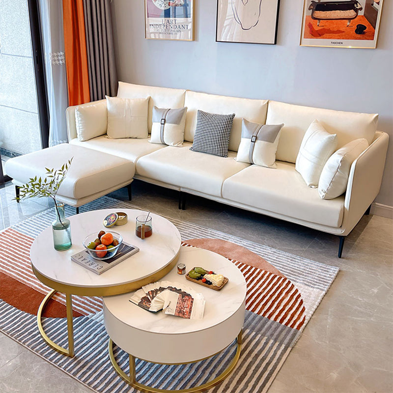 Urban Faux Leather Square Arm Sofa/Sectional for Apartment, Living Room Clearhalo 'furn' 'furn_sectionals' 'Furniture' 'furniture_sectionals' 'Living Room Furniture' 'Sectionals' 4982961