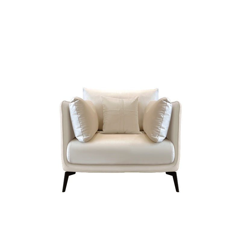 Urban Faux Leather Square Arm Sofa/Sectional for Apartment, Living Room 41"L x 35"W x 35"H Off-White Clearhalo 'furn' 'furn_sectionals' 'Furniture' 'furniture_sectionals' 'Living Room Furniture' 'Sectionals' 4982963