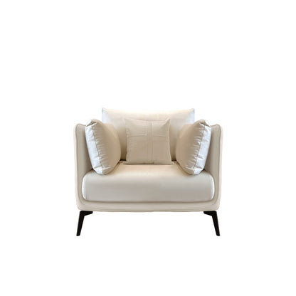 Urban Faux Leather Square Arm Sofa/Sectional for Apartment, Living Room 41"L x 35"W x 35"H Off-White Clearhalo 'furn' 'furn_sectionals' 'Furniture' 'furniture_sectionals' 'Living Room Furniture' 'Sectionals' 4982963