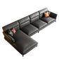 Dark Gray Genuine Leather Pillow Top Arm Modern Sofa/Sectional for Apartment 126"L x 67"W x 33.5"H Sponge Clearhalo 'furn' 'furn_sectionals' 'Furniture' 'furniture_sectionals' 'Living Room Furniture' 'Sectionals' 4982982