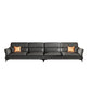 Dark Gray Genuine Leather Pillow Top Arm Modern Sofa/Sectional for Apartment 110"L x 34"W x 33"H Clearhalo 'furn' 'furn_sectionals' 'Furniture' 'furniture_sectionals' 'Living Room Furniture' 'Sectionals' 4982983