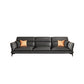 Dark Gray Genuine Leather Pillow Top Arm Modern Sofa/Sectional for Apartment 87"L x 34"W x 33"H Clearhalo 'furn' 'furn_sectionals' 'Furniture' 'furniture_sectionals' 'Living Room Furniture' 'Sectionals' 4982989