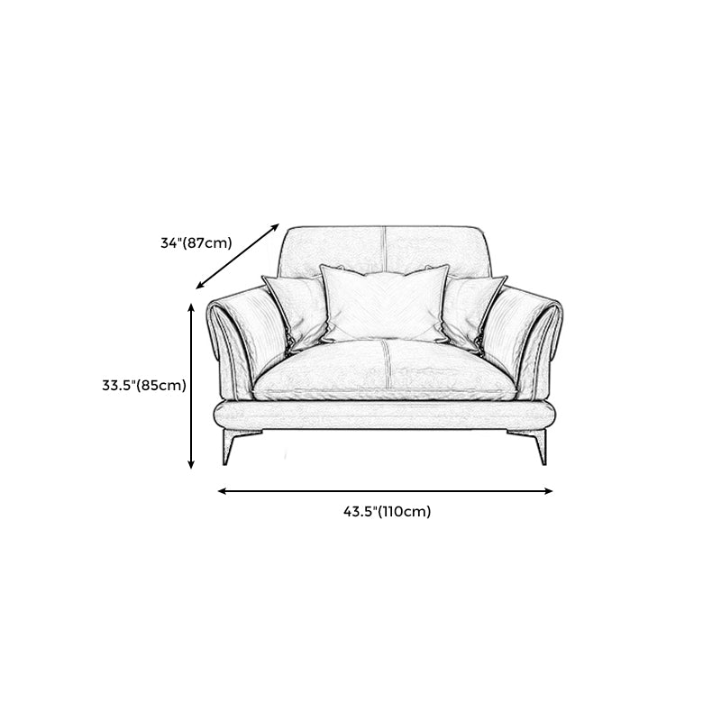 Dark Gray Genuine Leather Pillow Top Arm Modern Sofa/Sectional for Apartment Clearhalo 'furn' 'furn_sectionals' 'Furniture' 'furniture_sectionals' 'Living Room Furniture' 'Sectionals' 4982992