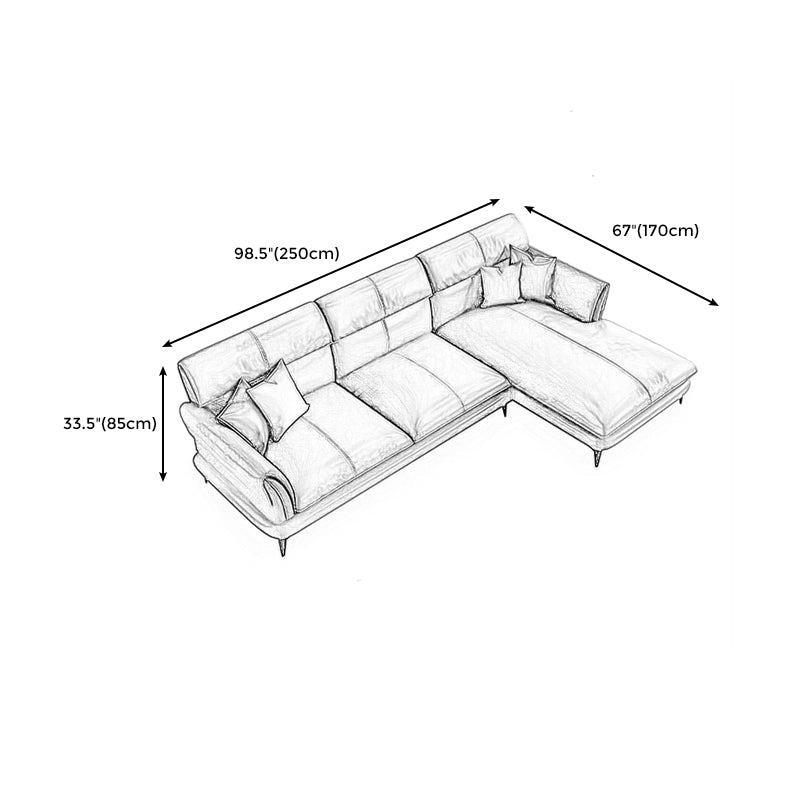 Dark Gray Genuine Leather Pillow Top Arm Modern Sofa/Sectional for Apartment Clearhalo 'furn' 'furn_sectionals' 'Furniture' 'furniture_sectionals' 'Living Room Furniture' 'Sectionals' 4982995