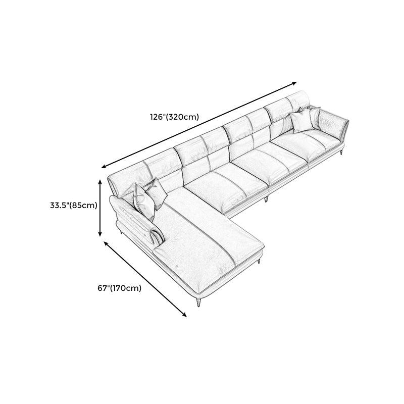 Dark Gray Genuine Leather Pillow Top Arm Modern Sofa/Sectional for Apartment Clearhalo 'furn' 'furn_sectionals' 'Furniture' 'furniture_sectionals' 'Living Room Furniture' 'Sectionals' 4982996
