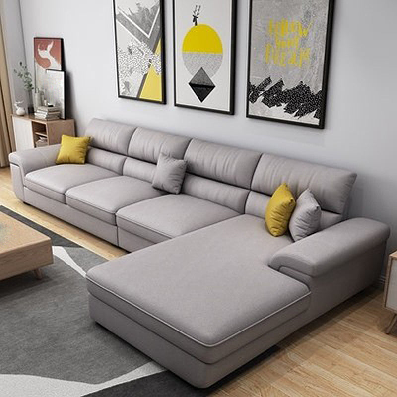 Pillow Top Arm Sectional Contemporary Sectional with Removable Cushions for Living Room Grey Faux Leather Clearhalo 'furn' 'furn_sectionals' 'Furniture' 'furniture_sectionals' 'Living Room Furniture' 'Sectionals' 4982998