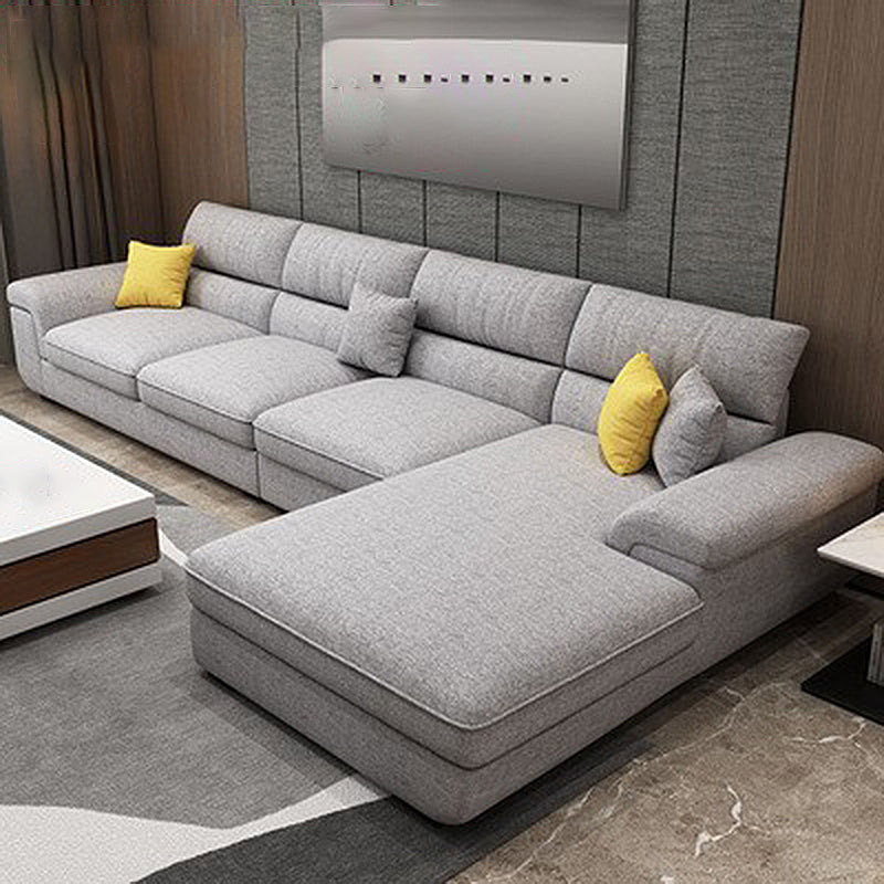 Pillow Top Arm Sectional Contemporary Sectional with Removable Cushions for Living Room Grey Linen Clearhalo 'furn' 'furn_sectionals' 'Furniture' 'furniture_sectionals' 'Living Room Furniture' 'Sectionals' 4982999