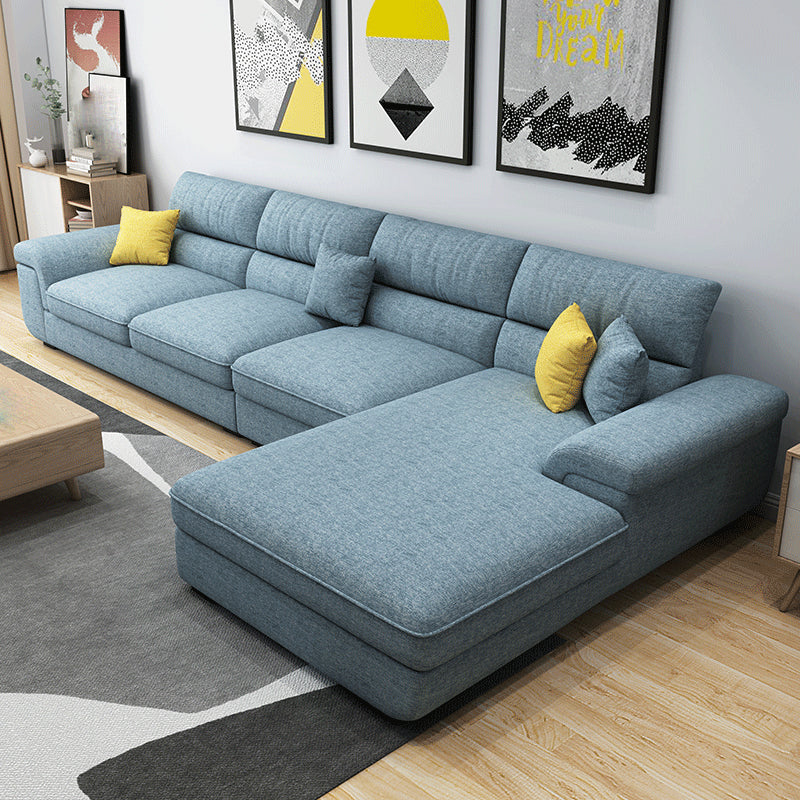 Pillow Top Arm Sectional Contemporary Sectional with Removable Cushions for Living Room Light Blue Linen Clearhalo 'furn' 'furn_sectionals' 'Furniture' 'furniture_sectionals' 'Living Room Furniture' 'Sectionals' 4983004