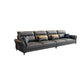 Contemporary Dark Gray Sofa Faux Leather Stain-Resistant Sectional with Pillow Top Arm 136"L x 36"W x 33.5"H Sponge Clearhalo 'furn' 'furn_sectionals' 'Furniture' 'furniture_sectionals' 'Living Room Furniture' 'Sectionals' 4983019