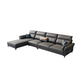 Contemporary Dark Gray Sofa Faux Leather Stain-Resistant Sectional with Pillow Top Arm Clearhalo 'furn' 'furn_sectionals' 'Furniture' 'furniture_sectionals' 'Living Room Furniture' 'Sectionals' 4983020