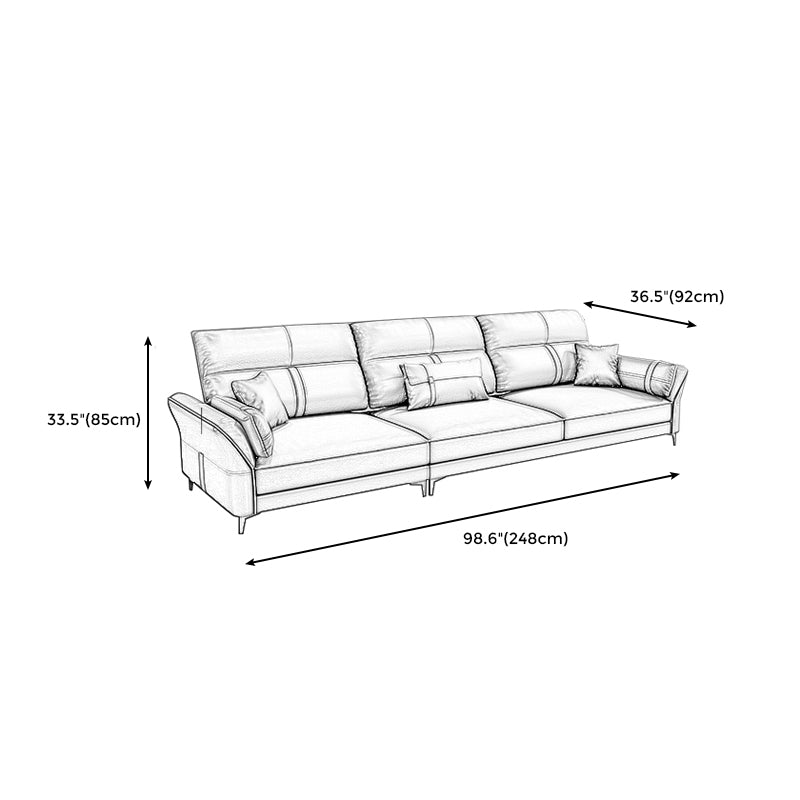 Contemporary Dark Gray Sofa Faux Leather Stain-Resistant Sectional with Pillow Top Arm Clearhalo 'furn' 'furn_sectionals' 'Furniture' 'furniture_sectionals' 'Living Room Furniture' 'Sectionals' 4983025