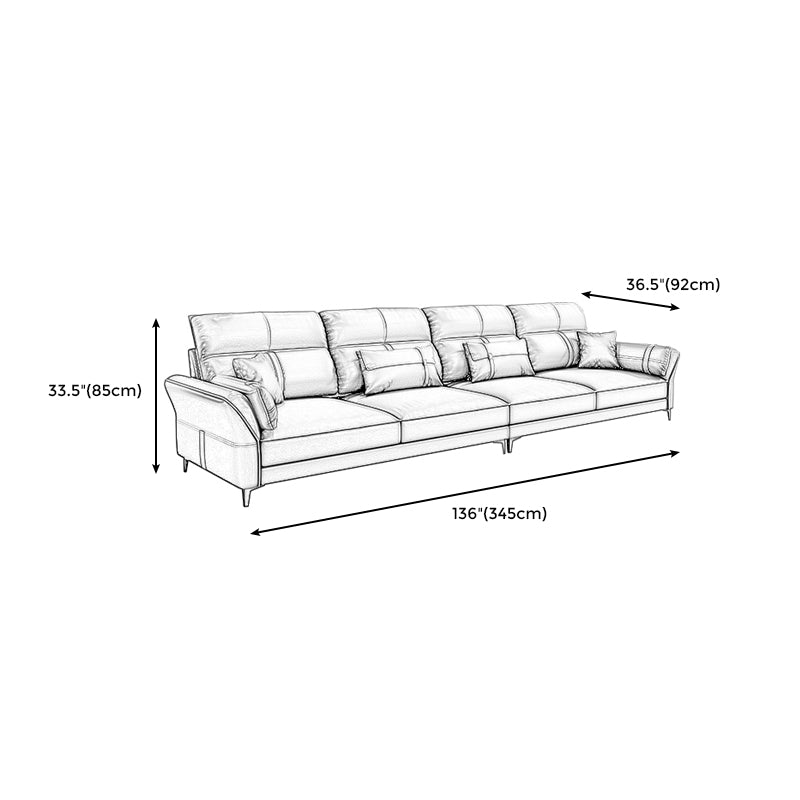 Contemporary Dark Gray Sofa Faux Leather Stain-Resistant Sectional with Pillow Top Arm Clearhalo 'furn' 'furn_sectionals' 'Furniture' 'furniture_sectionals' 'Living Room Furniture' 'Sectionals' 4983026