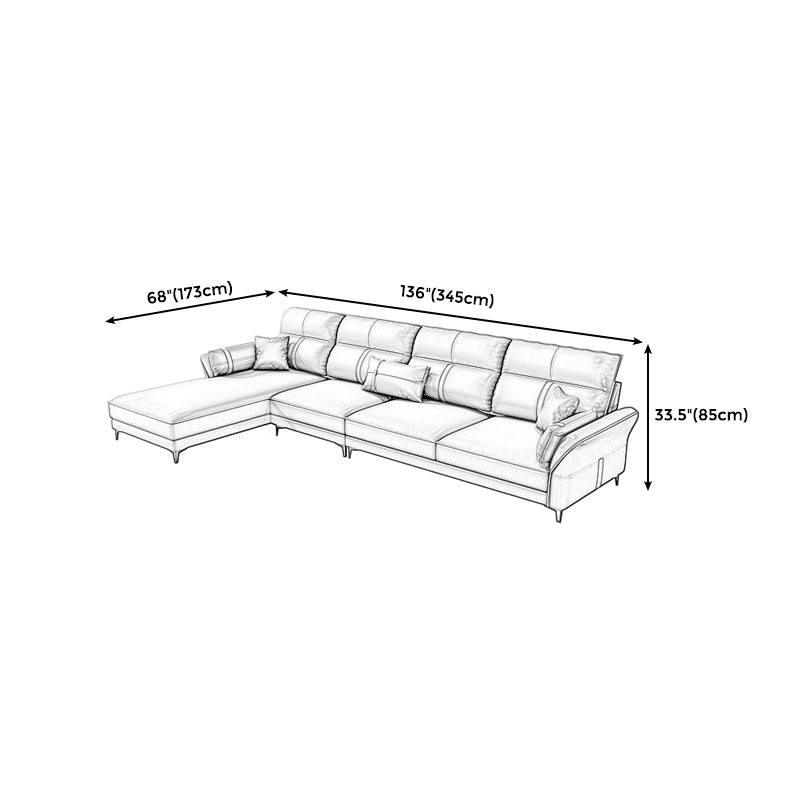 Contemporary Dark Gray Sofa Faux Leather Stain-Resistant Sectional with Pillow Top Arm Clearhalo 'furn' 'furn_sectionals' 'Furniture' 'furniture_sectionals' 'Living Room Furniture' 'Sectionals' 4983028