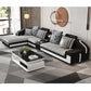 Contemporary Light Gray Sectional with Removable Cushions for Living Room 126"L x 71"W x 35"H Faux Leather Clearhalo 'furn' 'furn_sectionals' 'Furniture' 'furniture_sectionals' 'Living Room Furniture' 'Sectionals' 4983030