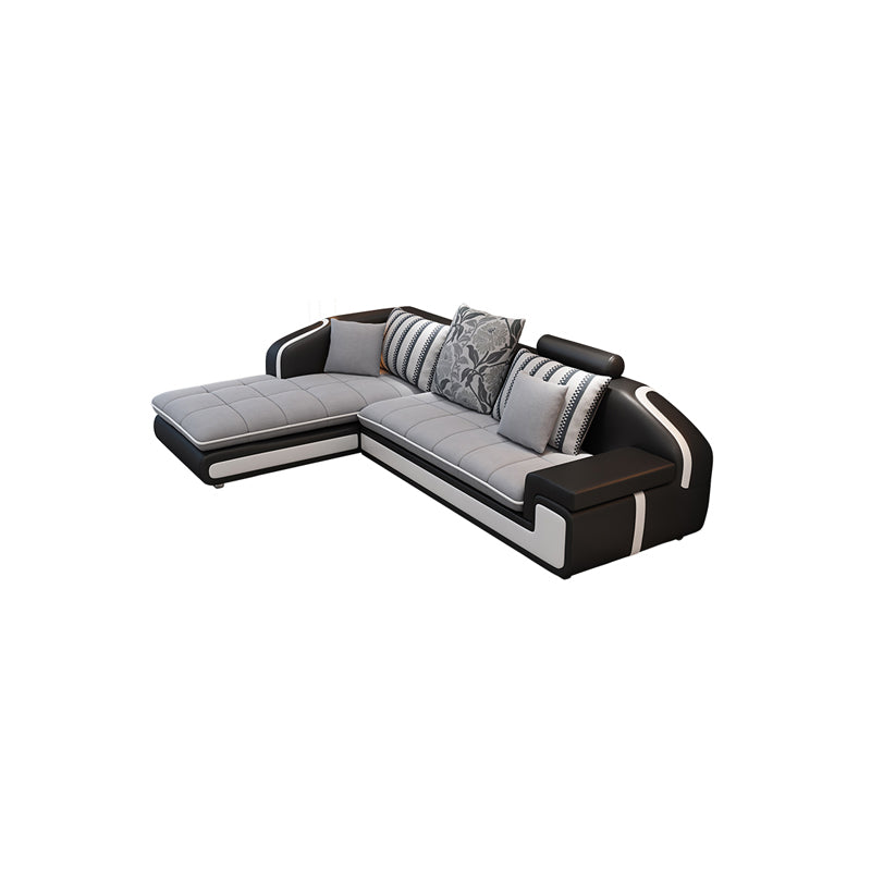 Contemporary Light Gray Sectional with Removable Cushions for Living Room 100"L x 71"W x 35"H Clearhalo 'furn' 'furn_sectionals' 'Furniture' 'furniture_sectionals' 'Living Room Furniture' 'Sectionals' 4983033