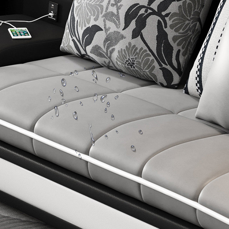 Contemporary Light Gray Sectional with Removable Cushions for Living Room Clearhalo 'furn' 'furn_sectionals' 'Furniture' 'furniture_sectionals' 'Living Room Furniture' 'Sectionals' 4983035