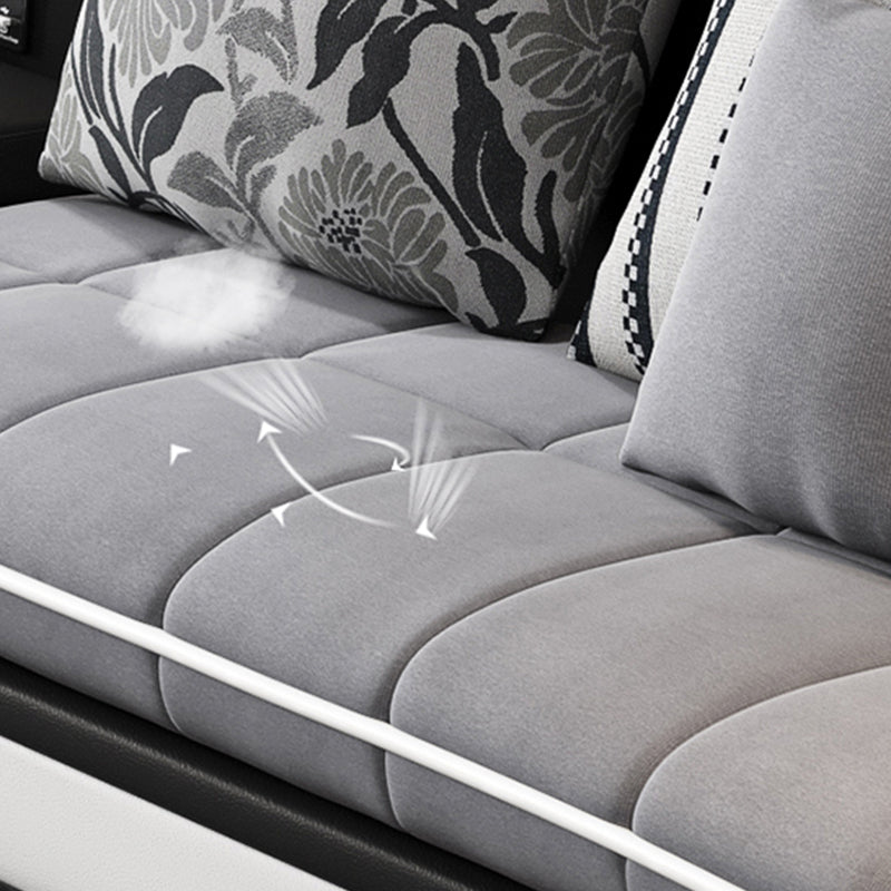 Contemporary Light Gray Sectional with Removable Cushions for Living Room Clearhalo 'furn' 'furn_sectionals' 'Furniture' 'furniture_sectionals' 'Living Room Furniture' 'Sectionals' 4983036