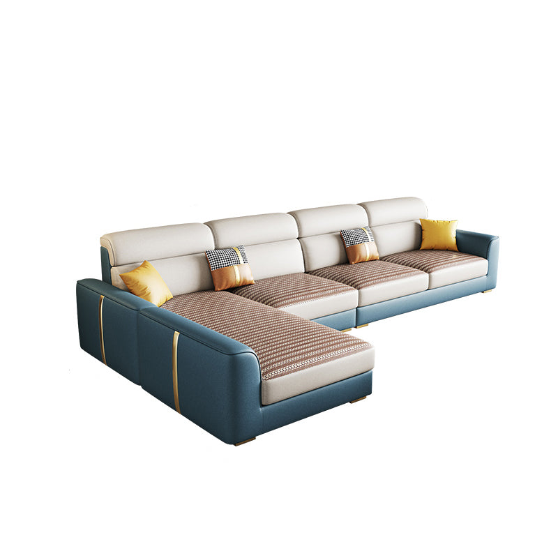 Modern Faux Leather Square Arm Sofa/Sectional for Apartment, Living Room Clearhalo 'furn' 'furn_sectionals' 'Furniture' 'furniture_sectionals' 'Living Room Furniture' 'Sectionals' 4983044