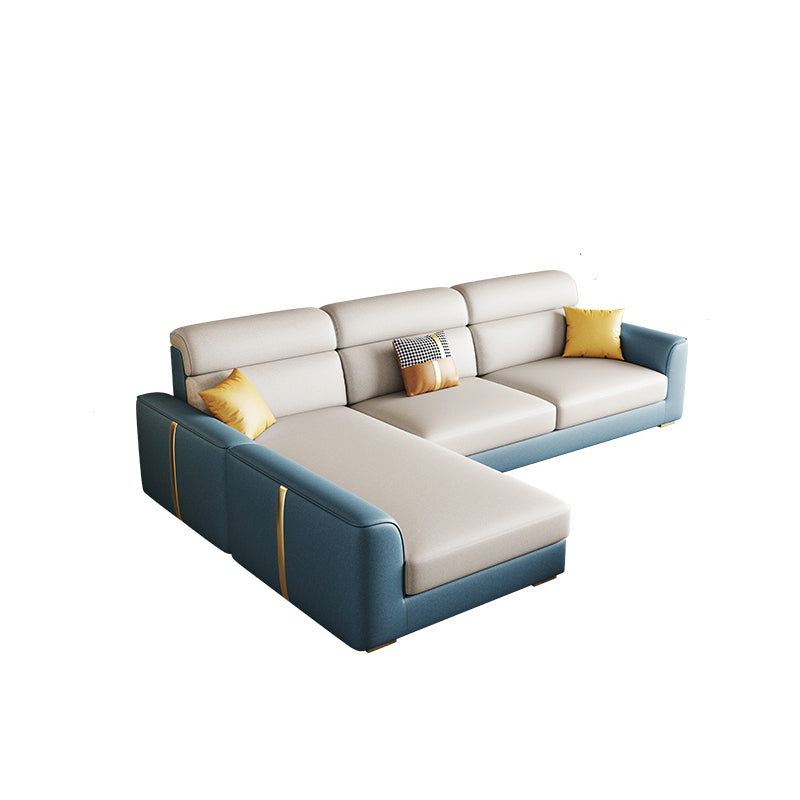 Modern Faux Leather Square Arm Sofa/Sectional for Apartment, Living Room 98"L x 71"W x 35"H Clearhalo 'furn' 'furn_sectionals' 'Furniture' 'furniture_sectionals' 'Living Room Furniture' 'Sectionals' 4983046