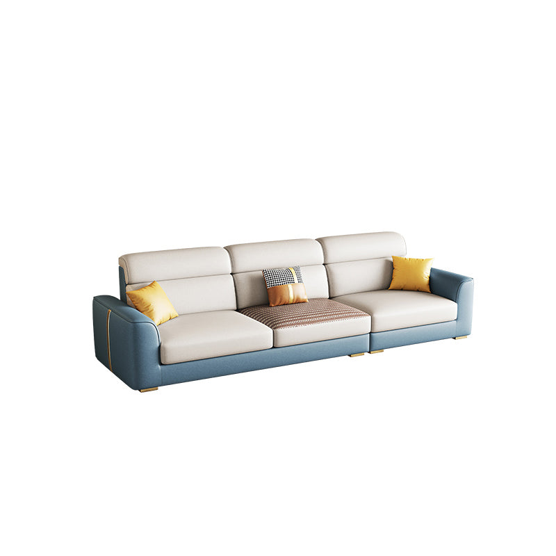 Modern Faux Leather Square Arm Sofa/Sectional for Apartment, Living Room 98"L x 35.5"W x 35.5"H Sponge Clearhalo 'furn' 'furn_sectionals' 'Furniture' 'furniture_sectionals' 'Living Room Furniture' 'Sectionals' 4983048
