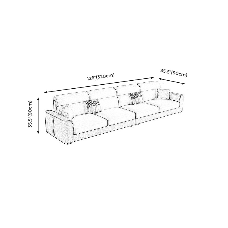 Modern Faux Leather Square Arm Sofa/Sectional for Apartment, Living Room Clearhalo 'furn' 'furn_sectionals' 'Furniture' 'furniture_sectionals' 'Living Room Furniture' 'Sectionals' 4983052