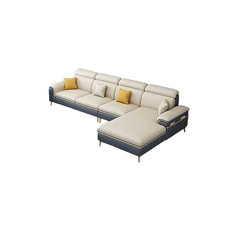 125.98" D x 70.86" W x 35.43" H Faux Leather Pillow Top Arm Sectional with Bolster Pillows Clearhalo 'furn' 'furn_sectionals' 'Furniture' 'furniture_sectionals' 'Living Room Furniture' 'Sectionals' 4983063