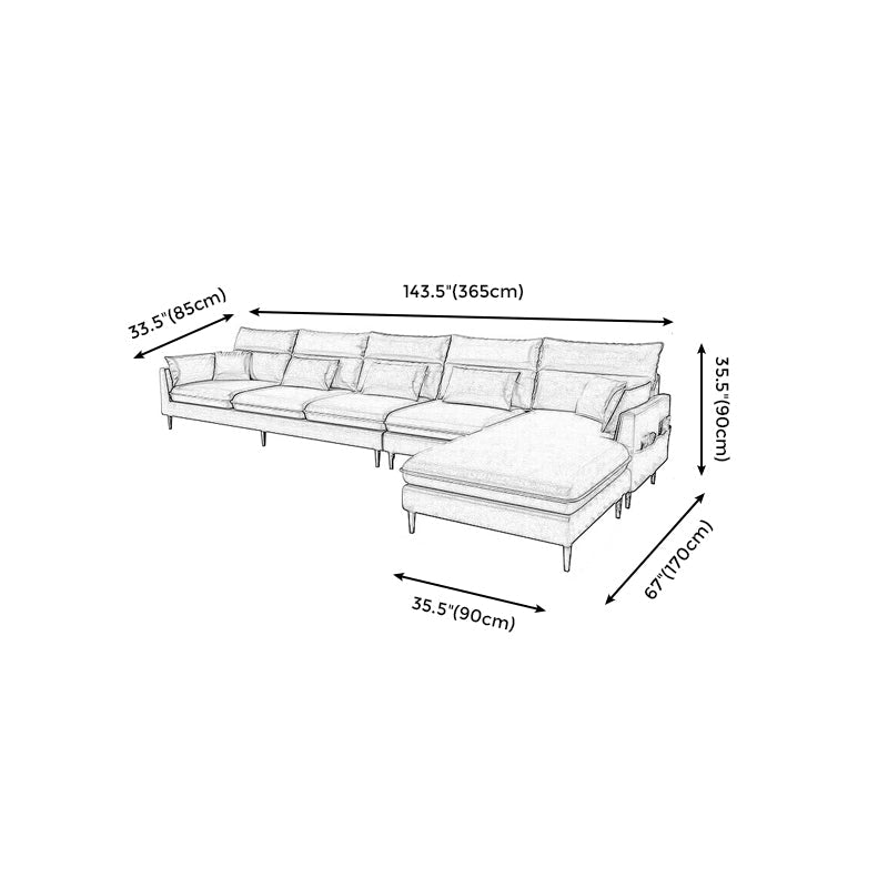 Faux Leather Square Arm Sectional with Pillowed Back Cushions, Stain Resistan Clearhalo 'furn' 'furn_sectionals' 'Furniture' 'furniture_sectionals' 'Living Room Furniture' 'Sectionals' 4983078