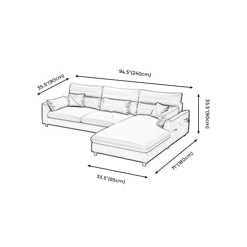 Stain Resistan Faux Leather Square Arm Sectional with Pillowed Back Cushions Clearhalo 'furn' 'furn_sectionals' 'Furniture' 'furniture_sectionals' 'Living Room Furniture' 'Sectionals' 4983090