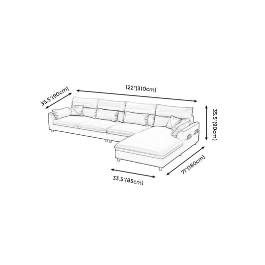 Stain Resistan Faux Leather Square Arm Sectional with Pillowed Back Cushions Clearhalo 'furn' 'furn_sectionals' 'Furniture' 'furniture_sectionals' 'Living Room Furniture' 'Sectionals' 4983092