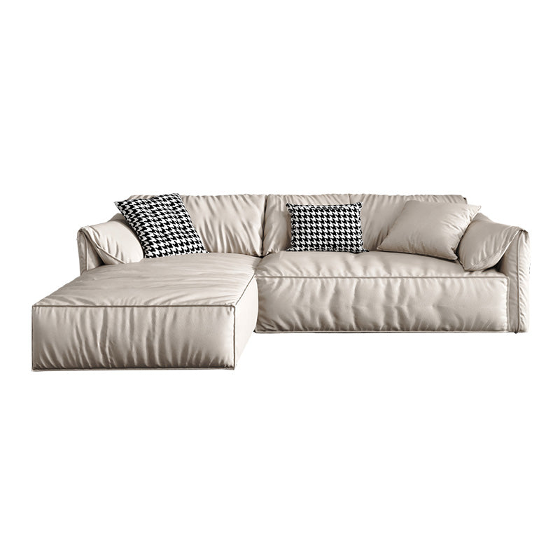 Pillow Top Arm Sectionals 31.5"High Tight Back Sofa with Chaise,White 106"L x 73"W x 31.5"H Without Ottoman Clearhalo 'furn' 'furn_sectionals' 'Furniture' 'furniture_sectionals' 'Living Room Furniture' 'Sectionals' 4983101