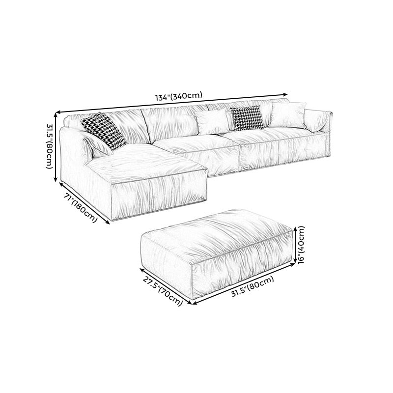 Pillow Top Arm Sectionals 31.5"High Tight Back Sofa with Chaise,White Clearhalo 'furn' 'furn_sectionals' 'Furniture' 'furniture_sectionals' 'Living Room Furniture' 'Sectionals' 4983107