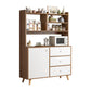 Modern 3-Drawer Dining Server Manufactured Wood and Solid Wood Server with Door 31"L x 12"W x 61"H White-Brown Clearhalo 'buffet_sideboard' 'Buffets & Sideboards' 'furn' 'furn_buffet_sideboard' 'Furniture' 'furniture_buffet_sideboard' 'Kitchen & Dining Furniture' 4983110