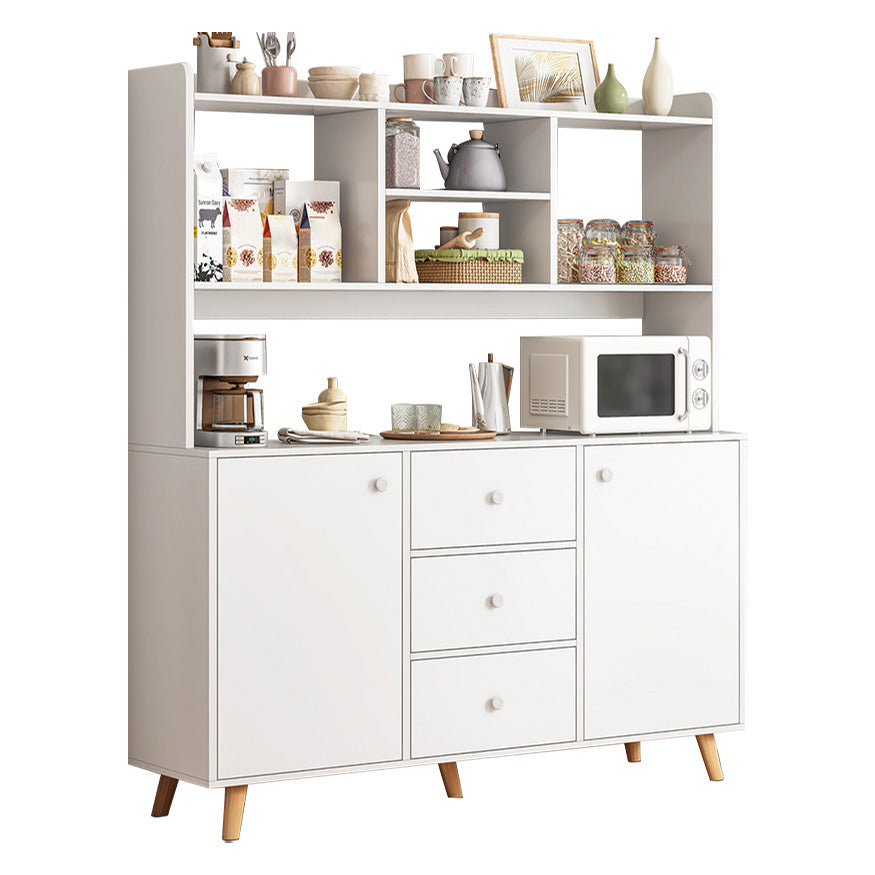 Modern 3-Drawer Dining Server Manufactured Wood and Solid Wood Server with Door 47"L x 12"W x 61"H White Clearhalo 'buffet_sideboard' 'Buffets & Sideboards' 'furn' 'furn_buffet_sideboard' 'Furniture' 'furniture_buffet_sideboard' 'Kitchen & Dining Furniture' 4983111