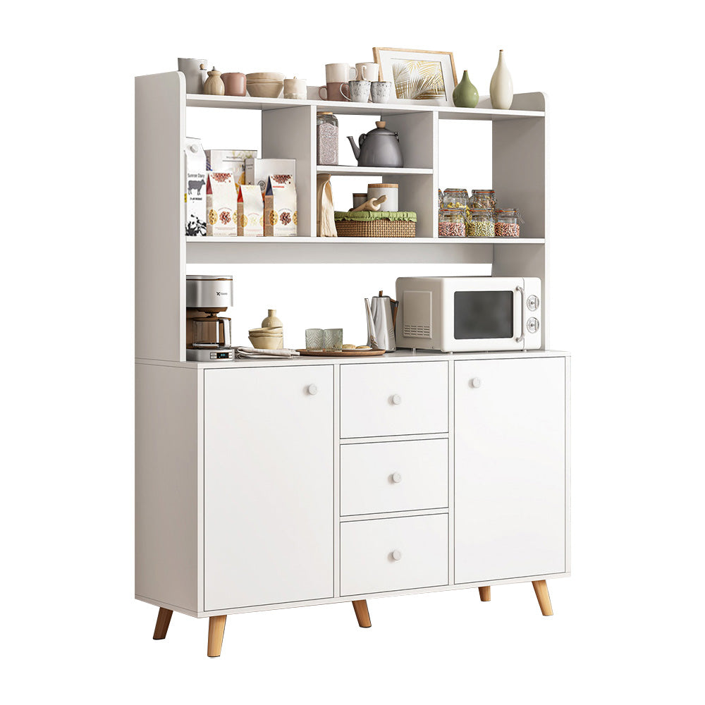 Modern 3-Drawer Dining Server Manufactured Wood and Solid Wood Server with Door 39"L x 12"W x 61"H White Clearhalo 'buffet_sideboard' 'Buffets & Sideboards' 'furn' 'furn_buffet_sideboard' 'Furniture' 'furniture_buffet_sideboard' 'Kitchen & Dining Furniture' 4983115