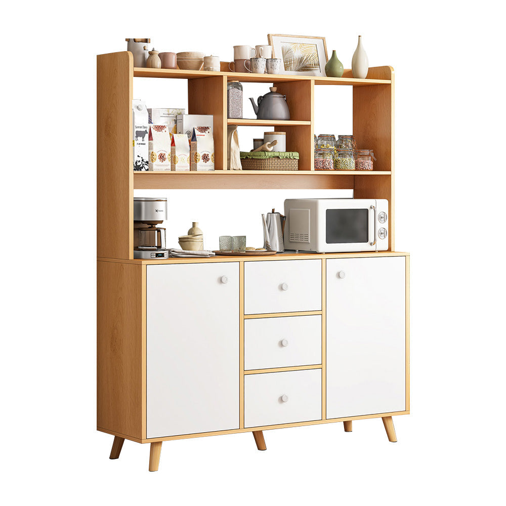 Modern 3-Drawer Dining Server Manufactured Wood and Solid Wood Server with Door 39"L x 12"W x 61"H White-Wood Clearhalo 'buffet_sideboard' 'Buffets & Sideboards' 'furn' 'furn_buffet_sideboard' 'Furniture' 'furniture_buffet_sideboard' 'Kitchen & Dining Furniture' 4983117