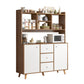 Modern 3-Drawer Dining Server Manufactured Wood and Solid Wood Server with Door 39"L x 12"W x 61"H White-Brown Clearhalo 'buffet_sideboard' 'Buffets & Sideboards' 'furn' 'furn_buffet_sideboard' 'Furniture' 'furniture_buffet_sideboard' 'Kitchen & Dining Furniture' 4983119