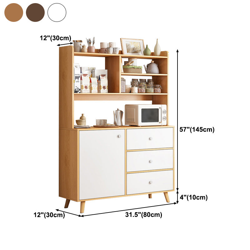 Modern 3-Drawer Dining Server Manufactured Wood and Solid Wood Server with Door Clearhalo 'buffet_sideboard' 'Buffets & Sideboards' 'furn' 'furn_buffet_sideboard' 'Furniture' 'furniture_buffet_sideboard' 'Kitchen & Dining Furniture' 4983128