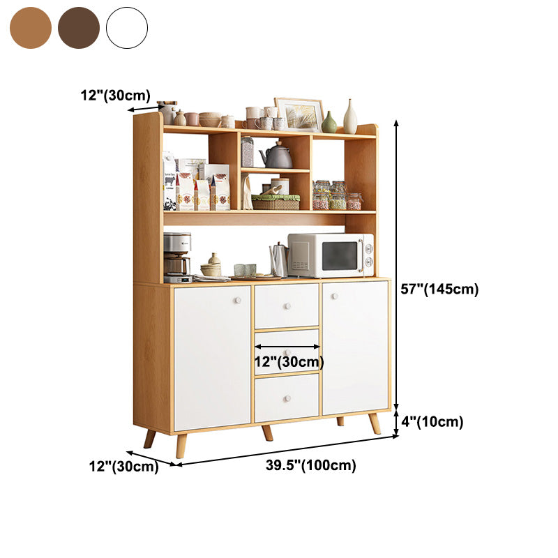 Modern 3-Drawer Dining Server Manufactured Wood and Solid Wood Server with Door Clearhalo 'buffet_sideboard' 'Buffets & Sideboards' 'furn' 'furn_buffet_sideboard' 'Furniture' 'furniture_buffet_sideboard' 'Kitchen & Dining Furniture' 4983129