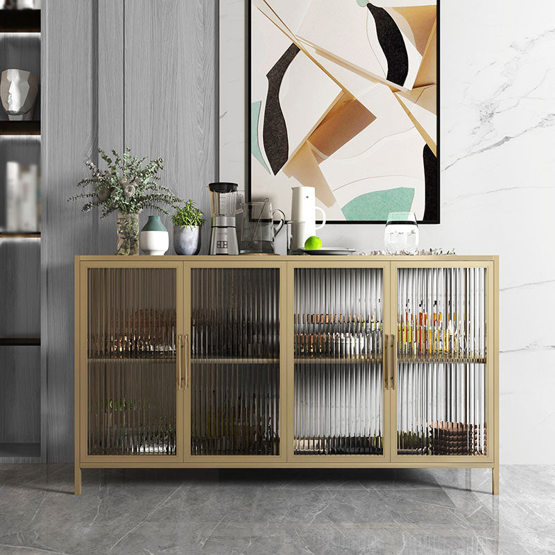 33.43"H Sideboard Modern Style Dining Server with Cabinets for Kitchen and Dining Room 63"L x 14"W x 35"H White-Gold Clearhalo 'buffet_sideboard' 'Buffets & Sideboards' 'furn' 'furn_buffet_sideboard' 'Furniture' 'furniture_buffet_sideboard' 'Kitchen & Dining Furniture' 4983133