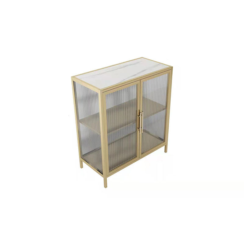 33.43"H Sideboard Modern Style Dining Server with Cabinets for Kitchen and Dining Room White-Gold Clearhalo 'buffet_sideboard' 'Buffets & Sideboards' 'furn' 'furn_buffet_sideboard' 'Furniture' 'furniture_buffet_sideboard' 'Kitchen & Dining Furniture' 4983135