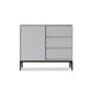 Contemporary Stone Sideboard 3-Drawer and 2-Door Dining Room Sideboard 31"L x 14"W x 33"H Grey Clearhalo 'buffet_sideboard' 'Buffets & Sideboards' 'furn' 'furn_buffet_sideboard' 'Furniture' 'furniture_buffet_sideboard' 'Kitchen & Dining Furniture' 4983151