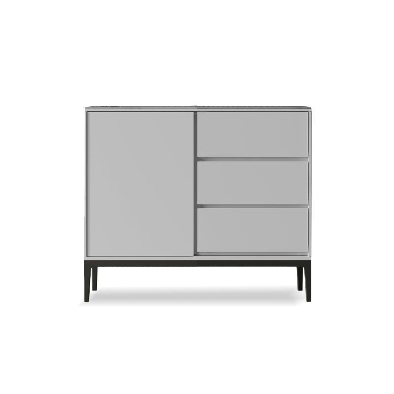 Contemporary Stone Sideboard 3-Drawer and 2-Door Dining Room Sideboard 31"L x 14"W x 33"H Grey Clearhalo 'buffet_sideboard' 'Buffets & Sideboards' 'furn' 'furn_buffet_sideboard' 'Furniture' 'furniture_buffet_sideboard' 'Kitchen & Dining Furniture' 4983151