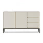 Contemporary Stone Sideboard 3-Drawer and 2-Door Dining Room Sideboard 39"L x 14"W x 33"H Off-White Clearhalo 'buffet_sideboard' 'Buffets & Sideboards' 'furn' 'furn_buffet_sideboard' 'Furniture' 'furniture_buffet_sideboard' 'Kitchen & Dining Furniture' 4983160