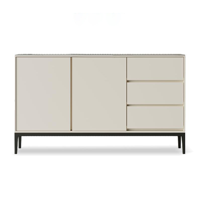 Contemporary Stone Sideboard 3-Drawer and 2-Door Dining Room Sideboard 39"L x 14"W x 33"H Off-White Clearhalo 'buffet_sideboard' 'Buffets & Sideboards' 'furn' 'furn_buffet_sideboard' 'Furniture' 'furniture_buffet_sideboard' 'Kitchen & Dining Furniture' 4983160