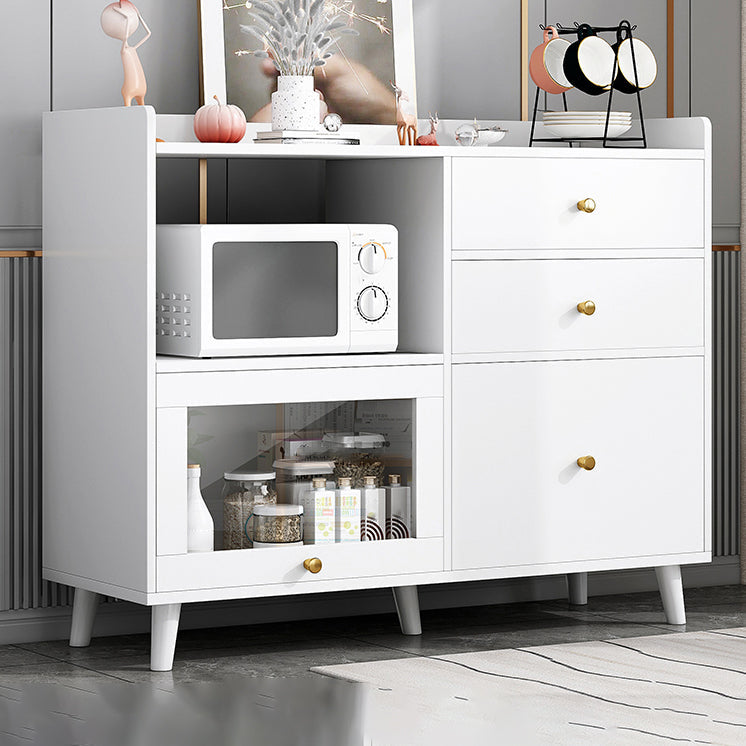 Modern Solid Wood Sideboard Table 1-Drawer Sideboard in Gray 31"L x 14"W x 35"H White Clearhalo 'buffet_sideboard' 'Buffets & Sideboards' 'furn' 'furn_buffet_sideboard' 'Furniture' 'furniture_buffet_sideboard' 'Kitchen & Dining Furniture' 4983267