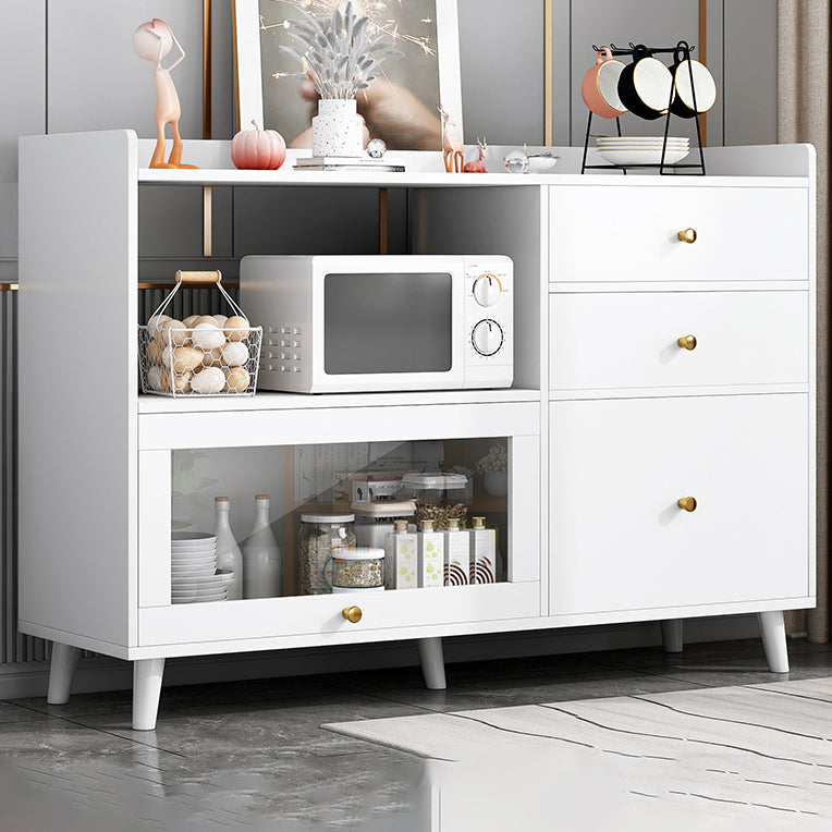 Modern Solid Wood Sideboard Table 1-Drawer Sideboard in Gray 39"L x 14"W x 35"H White Clearhalo 'buffet_sideboard' 'Buffets & Sideboards' 'furn' 'furn_buffet_sideboard' 'Furniture' 'furniture_buffet_sideboard' 'Kitchen & Dining Furniture' 4983268