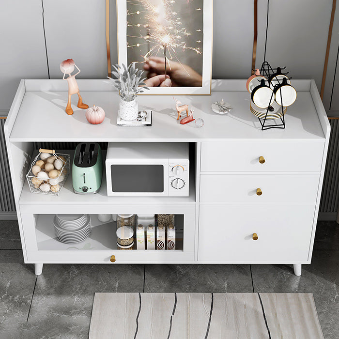 Modern Solid Wood Sideboard Table 1-Drawer Sideboard in Gray 47"L x 14"W x 35"H White Clearhalo 'buffet_sideboard' 'Buffets & Sideboards' 'furn' 'furn_buffet_sideboard' 'Furniture' 'furniture_buffet_sideboard' 'Kitchen & Dining Furniture' 4983270